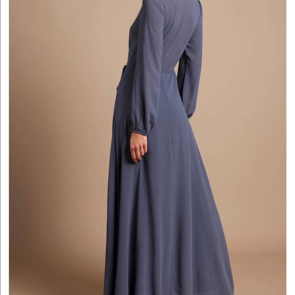 Tobi CHERISH ME SLATE PLUNGING MAXI DRESS